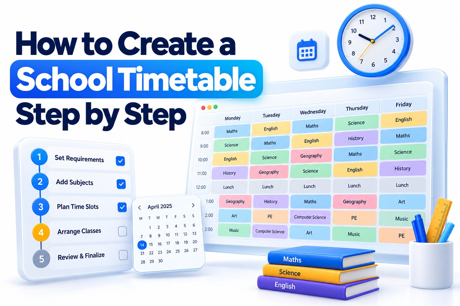 Teacher creating a color-coded weekly school timetable